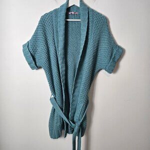 Lilly Pulitzer Size L Chunky Knit Tie Front Short Sleeve Cardigan Sweater